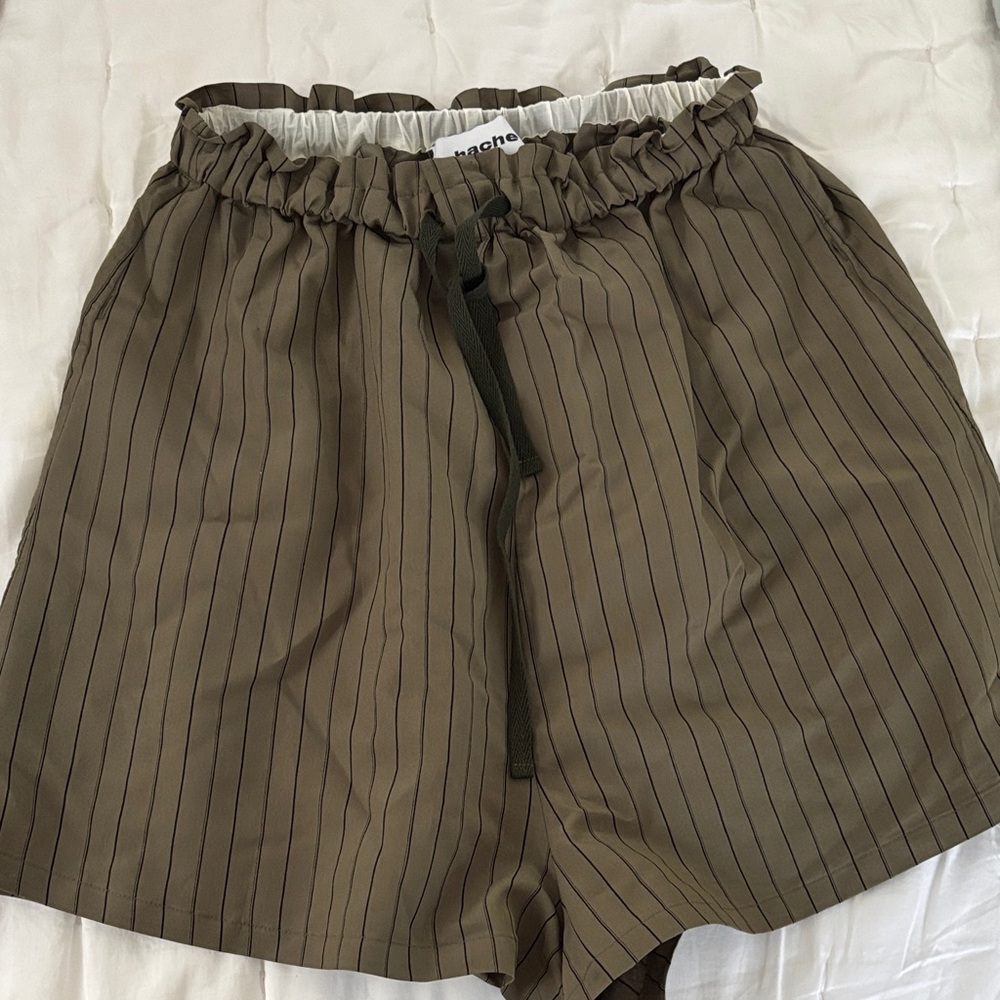 Hache Olive Striped Women's Pajama Shorts